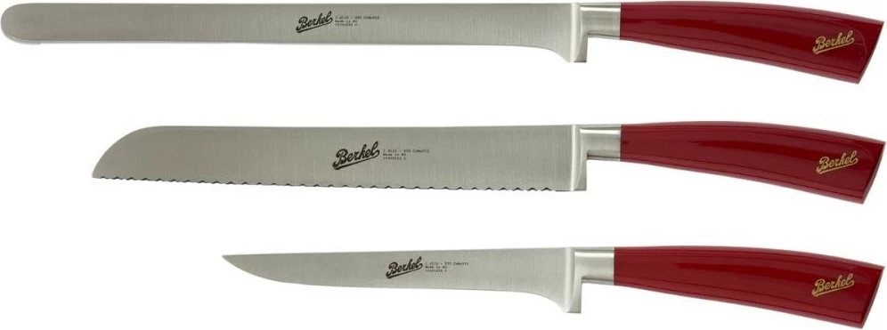 Set thika Berkel KEP3HS00SRRGB, 3 copë, çelik inox, dorezë e kuqe