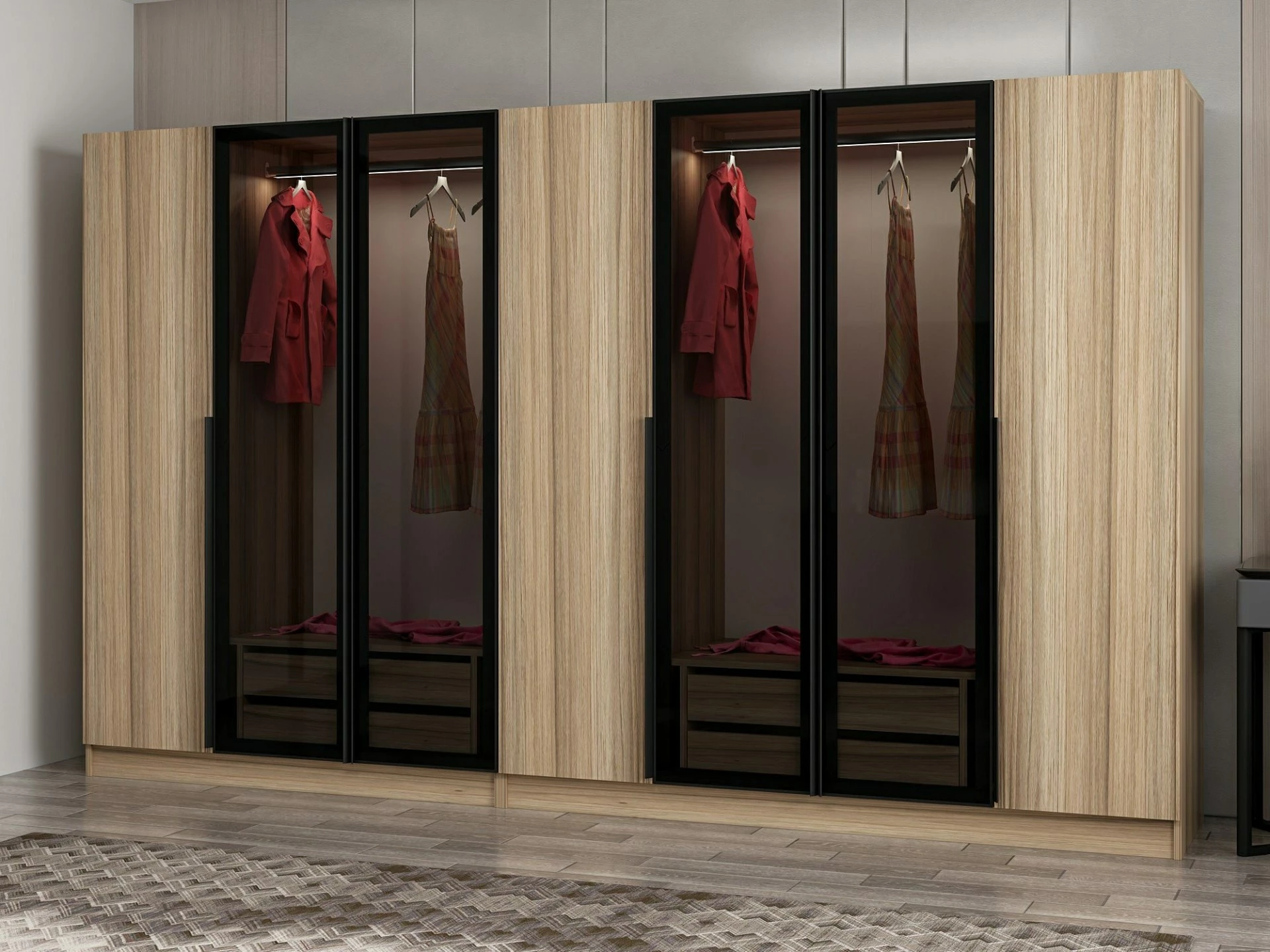 Dollap garderobe Skye Decor, ngjyrë fume dhe lis, Kale Plus - 7823