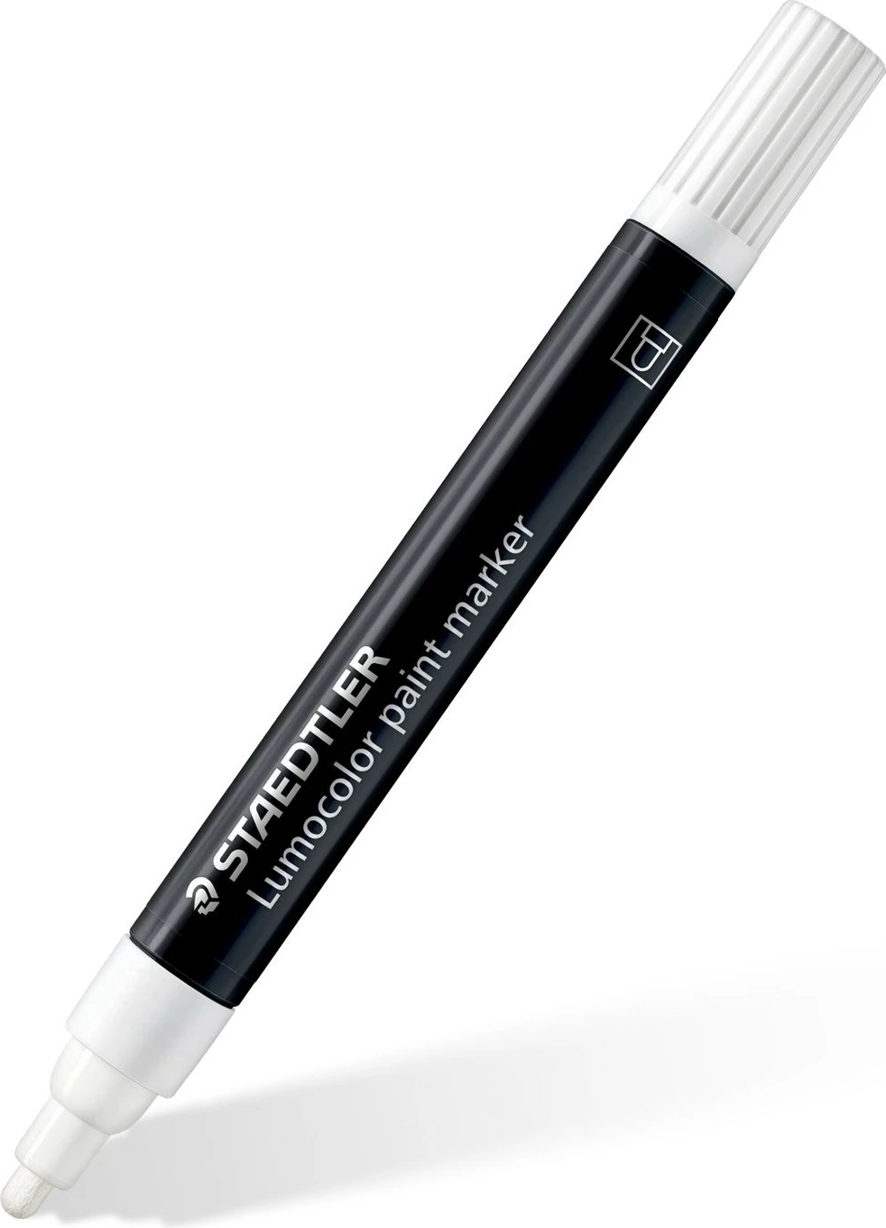 Marker STAEDTLER Lumocolor 349 C4, bullet tip, i bardhë/zi