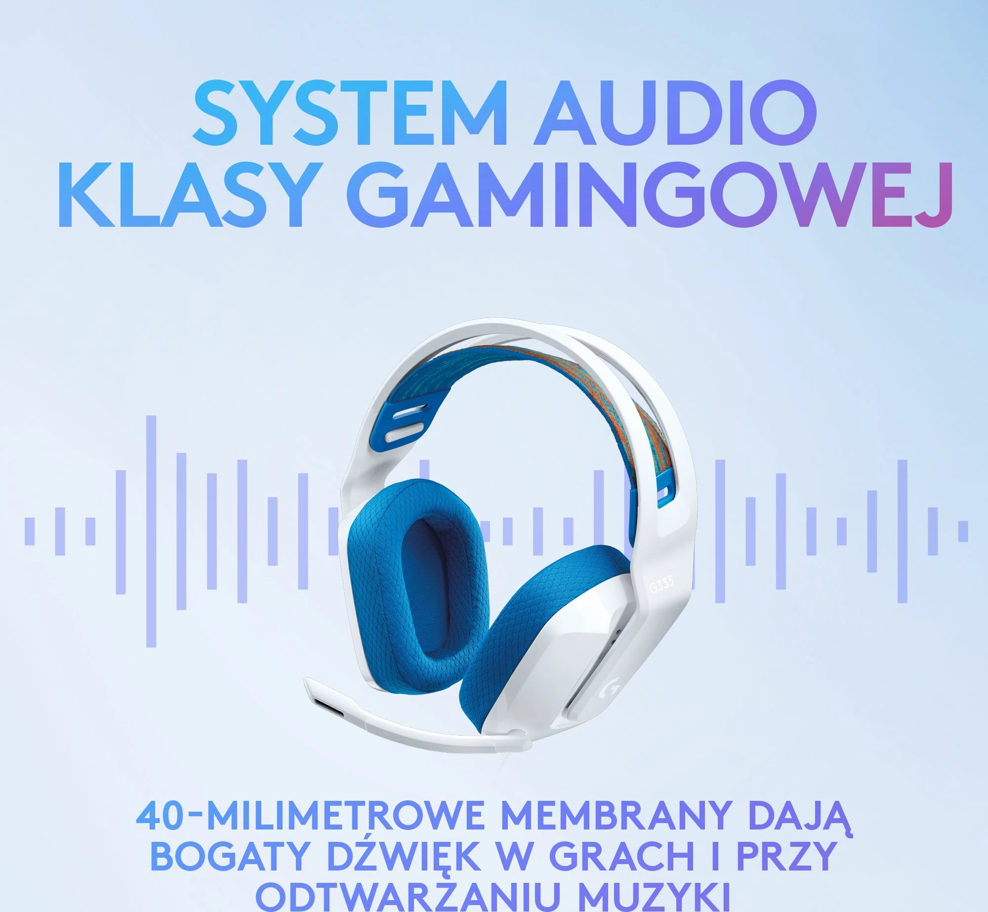 Kufje gaming Logitech G335 981-001018, me kabllo 3.5mm, on-ear, driver 40mm, me mikrofon, e bardhë