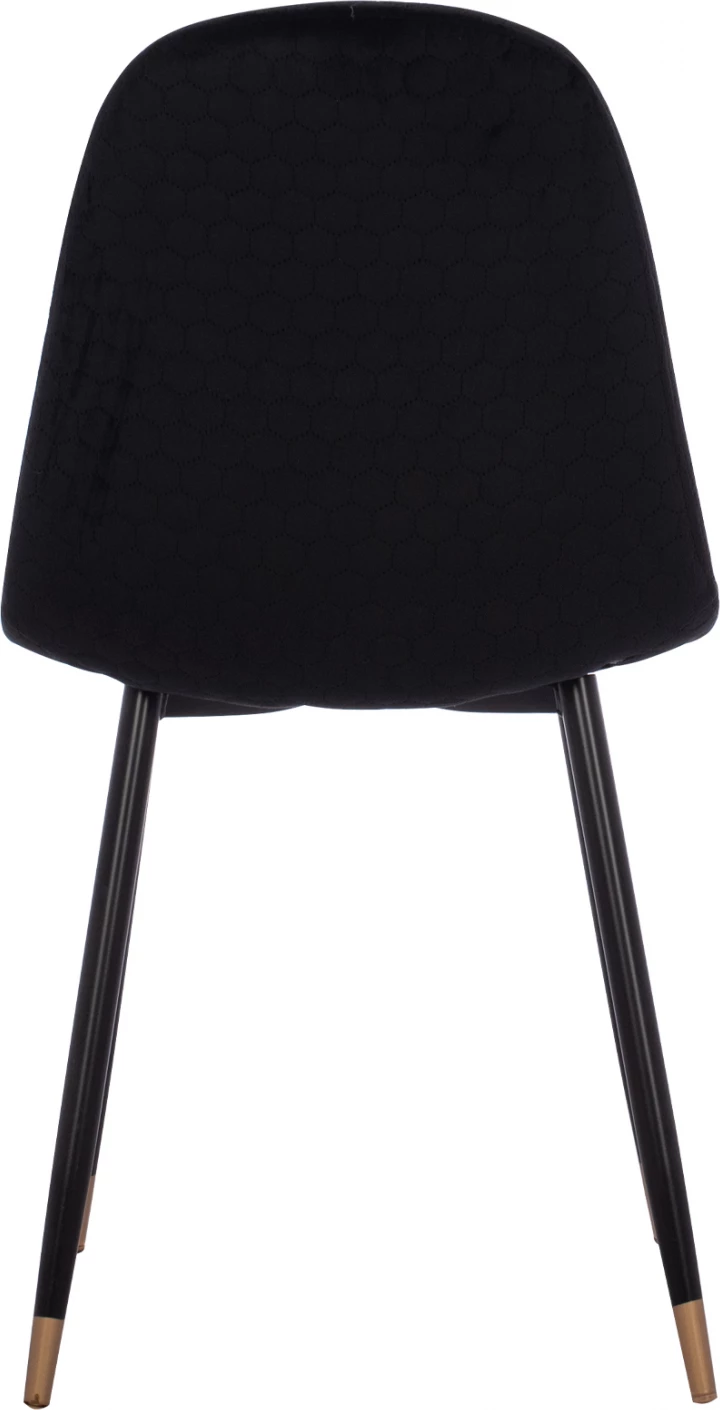 Karrige Lucille, kadife e zezë, skelet metalik, 45x56x81 cm, set prej 4 copash