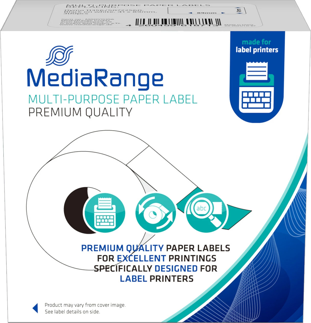 Rul etiketa MediaRange, zëvendësim DYMO 11356/S0722560, 41 x 89 mm, të bardha