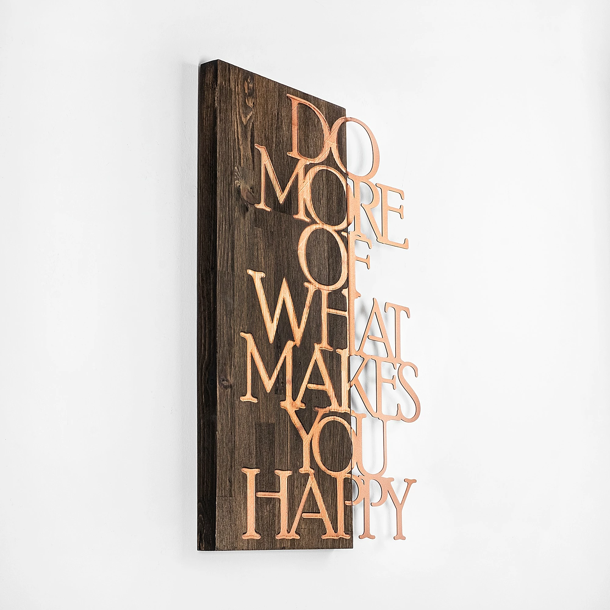 Aksesor dekorativ prej druri për mur, Wallity, Do More Of What Makes You Happy, ngjyrë bakri
