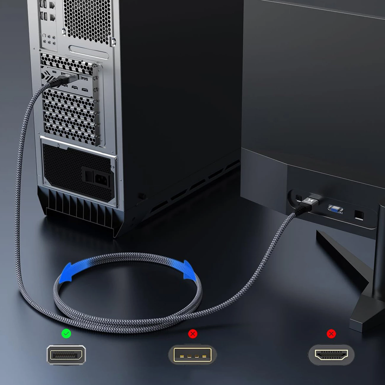 Kabllo DisplayPort 2.1, Wozinsky, WPS-16AYL2S, 80 Gb/s, 16K@60Hz, 2 m, gri