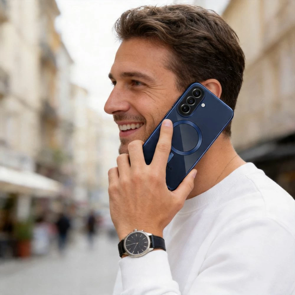 Mbështjellës Tech-Protect MagFlex MagSafe për Samsung Galaxy A57 5G, transparen/blu navy, 1 copë