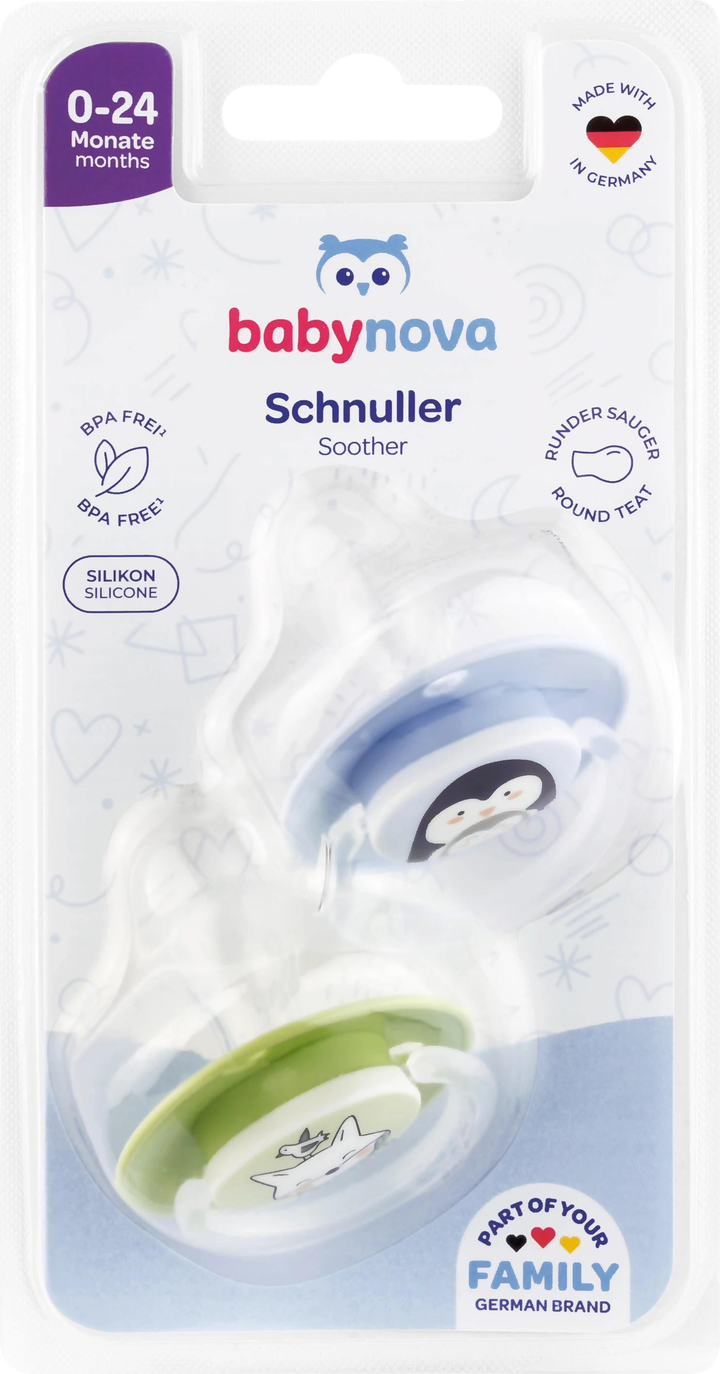 Mema të rrumbullakëta (0-24 muaj) Babynova, 2 copë