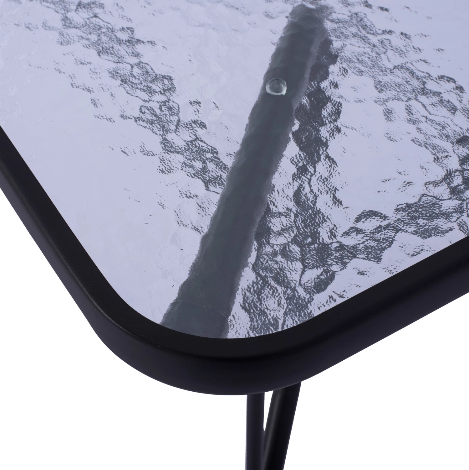 Tavolinë metalike për jashtë ADAM FH5679.01, ngjyrë gri, me sipërfaqe xhami të forcuar, 120x70x71 cm