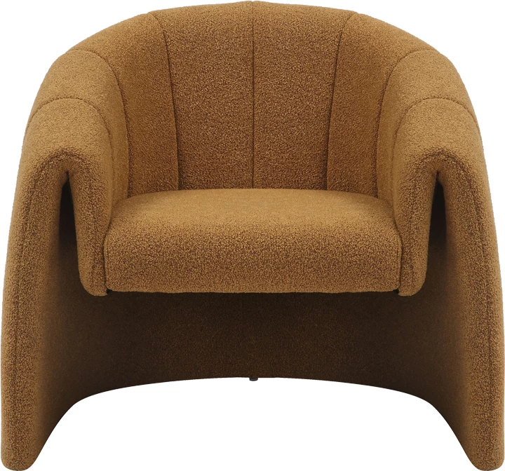 Fotel Fassy, stof boucle, ngjyrë mustard, 80x66x80cm