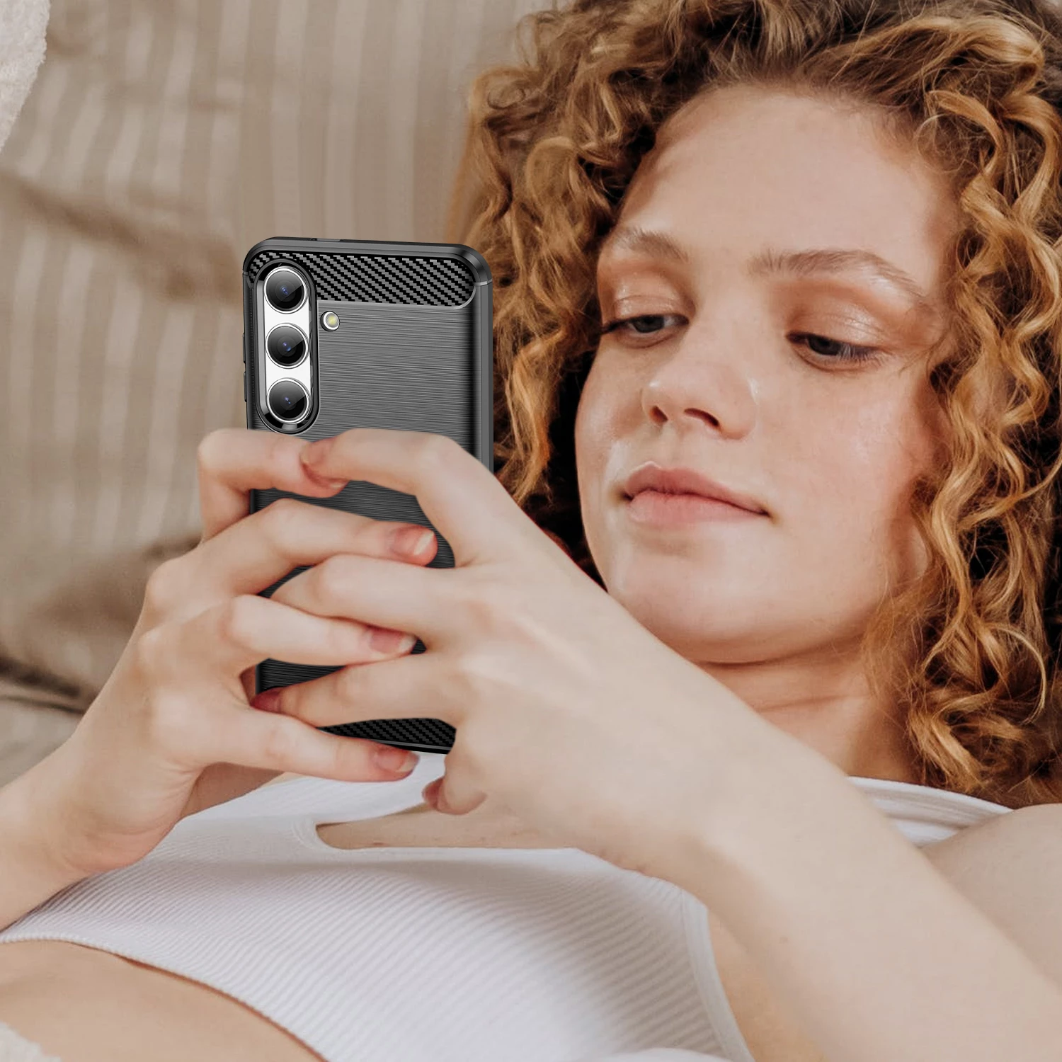 Mbështjellës Hurtel Carbon Case për Samsung Galaxy S24, TPU, i zi