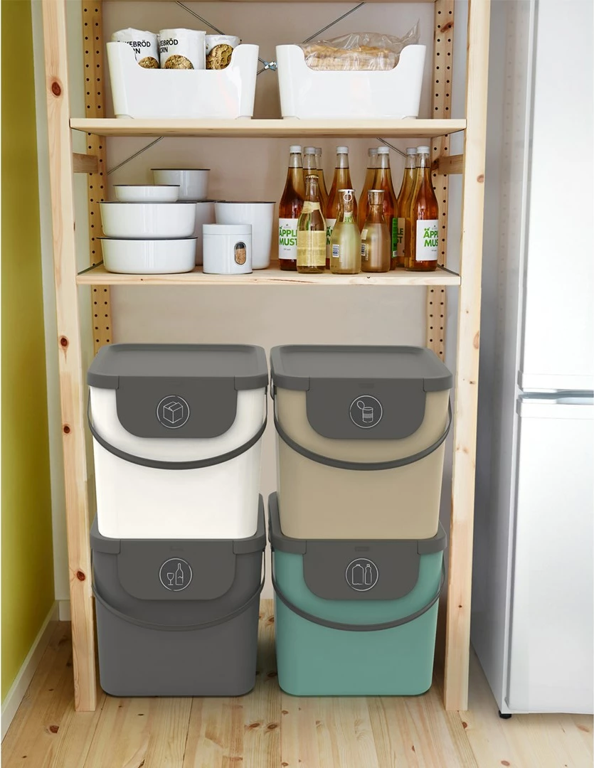 Kontejner për ndarje mbeturinash Rotho Albula, 40L, Cappuccino