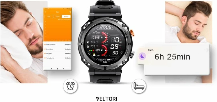 Smartwatch VELTORI për meshkuj, e zezë