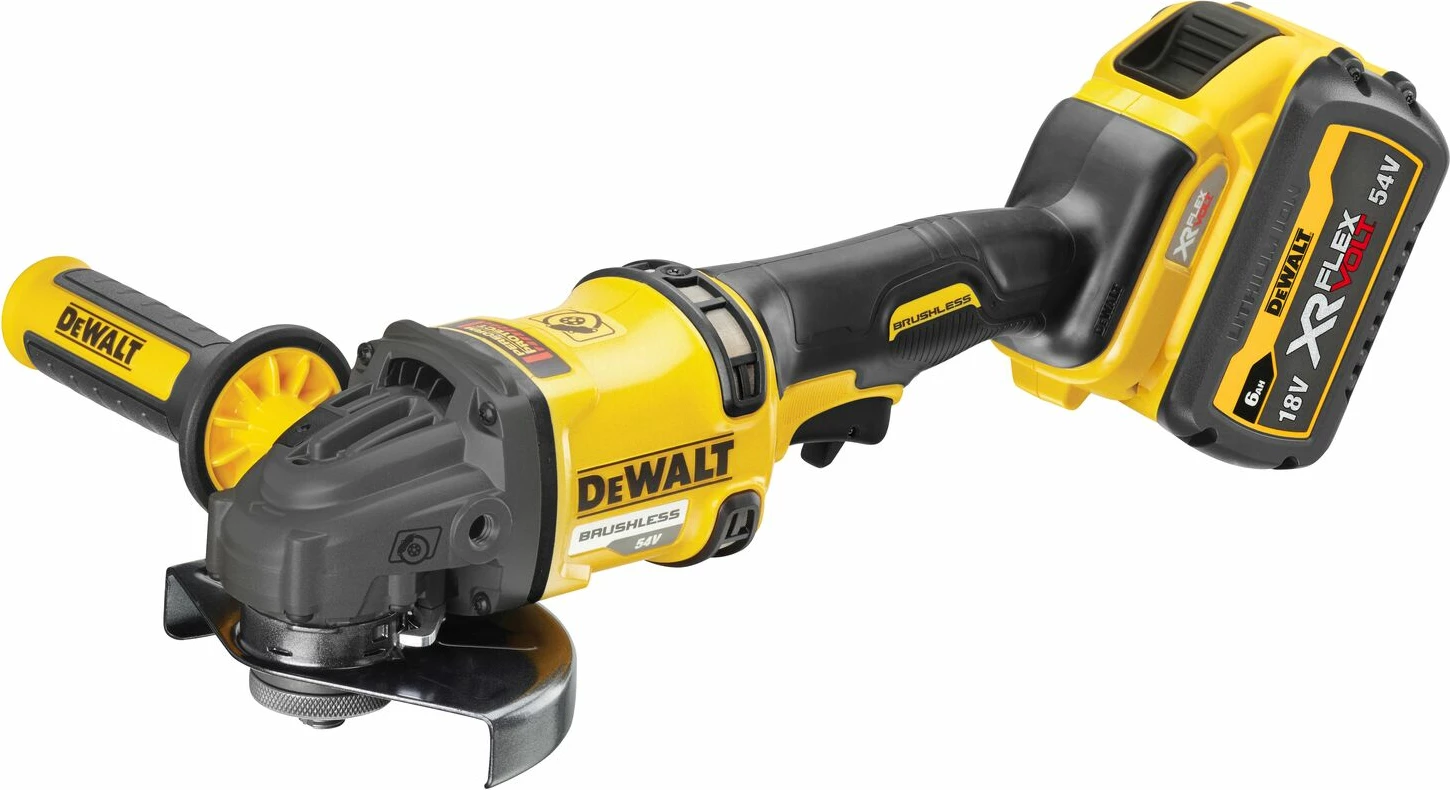 Fleks Dewalt DCG418T2 54V XR FlexVolt 125mm 2x6Ah me karikues dhe kuti TSTAK II, verdhë/zezë
