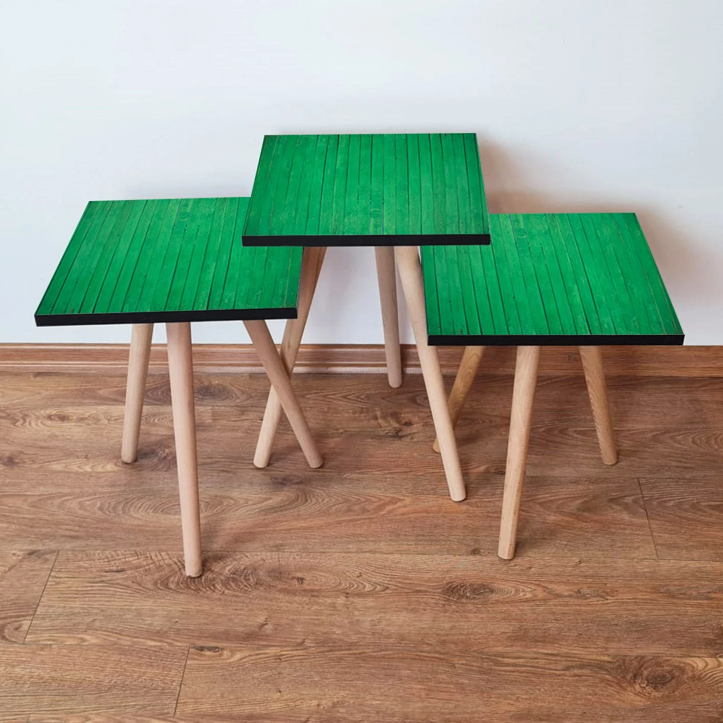 Set tavolina të vendosshme (3 copë), ngjyrë e gjelbër, Skye Decor, 3Shp342