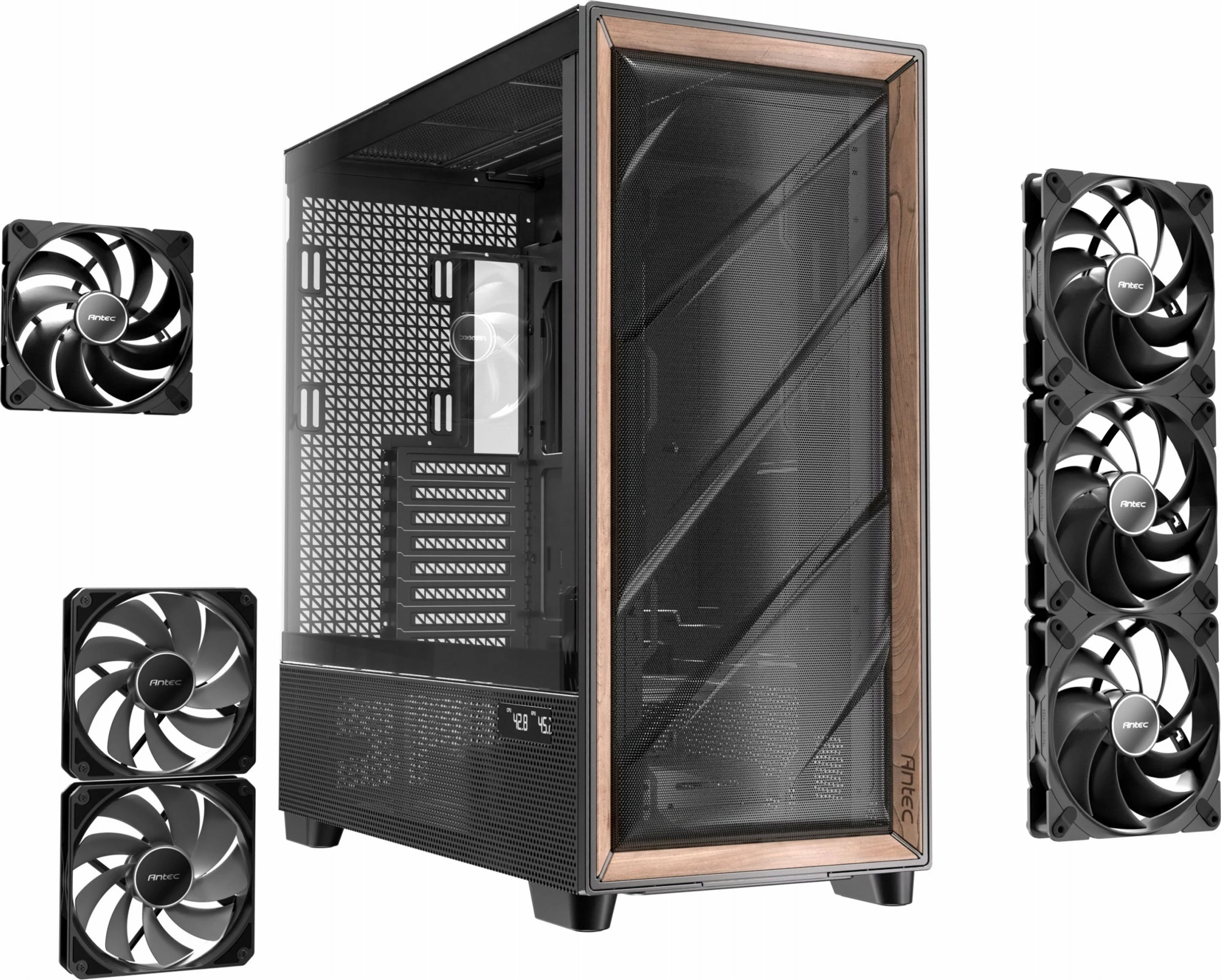 Kasë Antec Flux Pro Full Tower ATX/eATX, me xham të temperuar, USB-C, pa PSU, e zezë