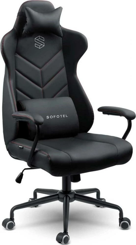 Karrige zyre Sofotel Werona, eko-lëkurë, rregullim lartësie 41-48 cm, deri 120 kg, 2 jastëkë, e zezë