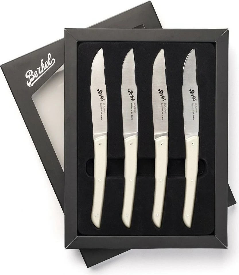 Thikë bifteku Berkel KCO4SW11SRCBL, 11 cm, çelik inox, 4 copë, krem