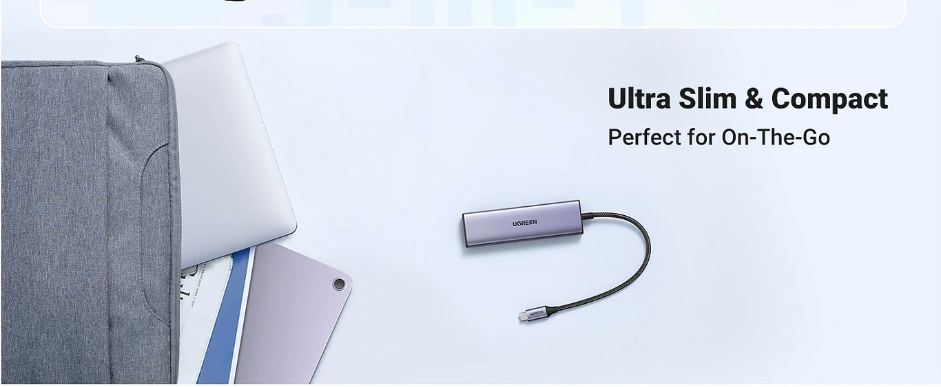 Hub USB-C Ugreen CM511, 6-në-1, HDMI 4K, 3x USB-A, lexues SD/TF, argjendtë