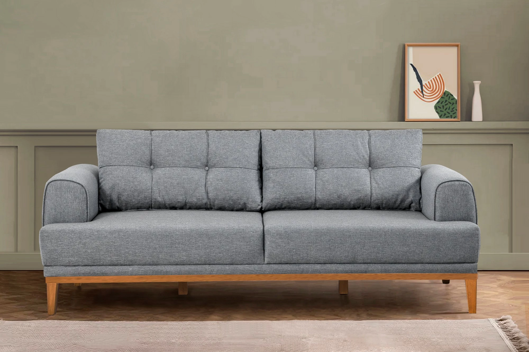 Set divani Atelier del Sofa, Vina, gri, këmbë dru Atlantic Pine