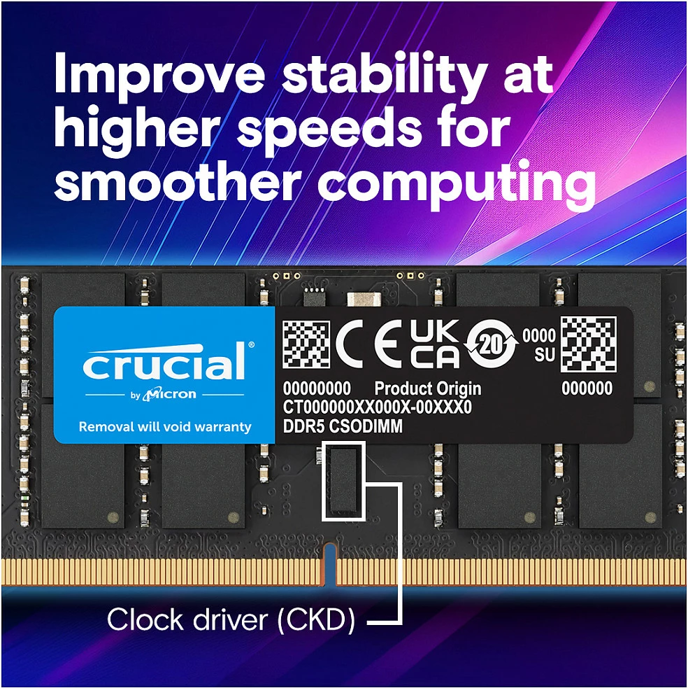RAM Memorje Crucial DDR5 SO-DIMM 32GB 6400MT/s, e zezë