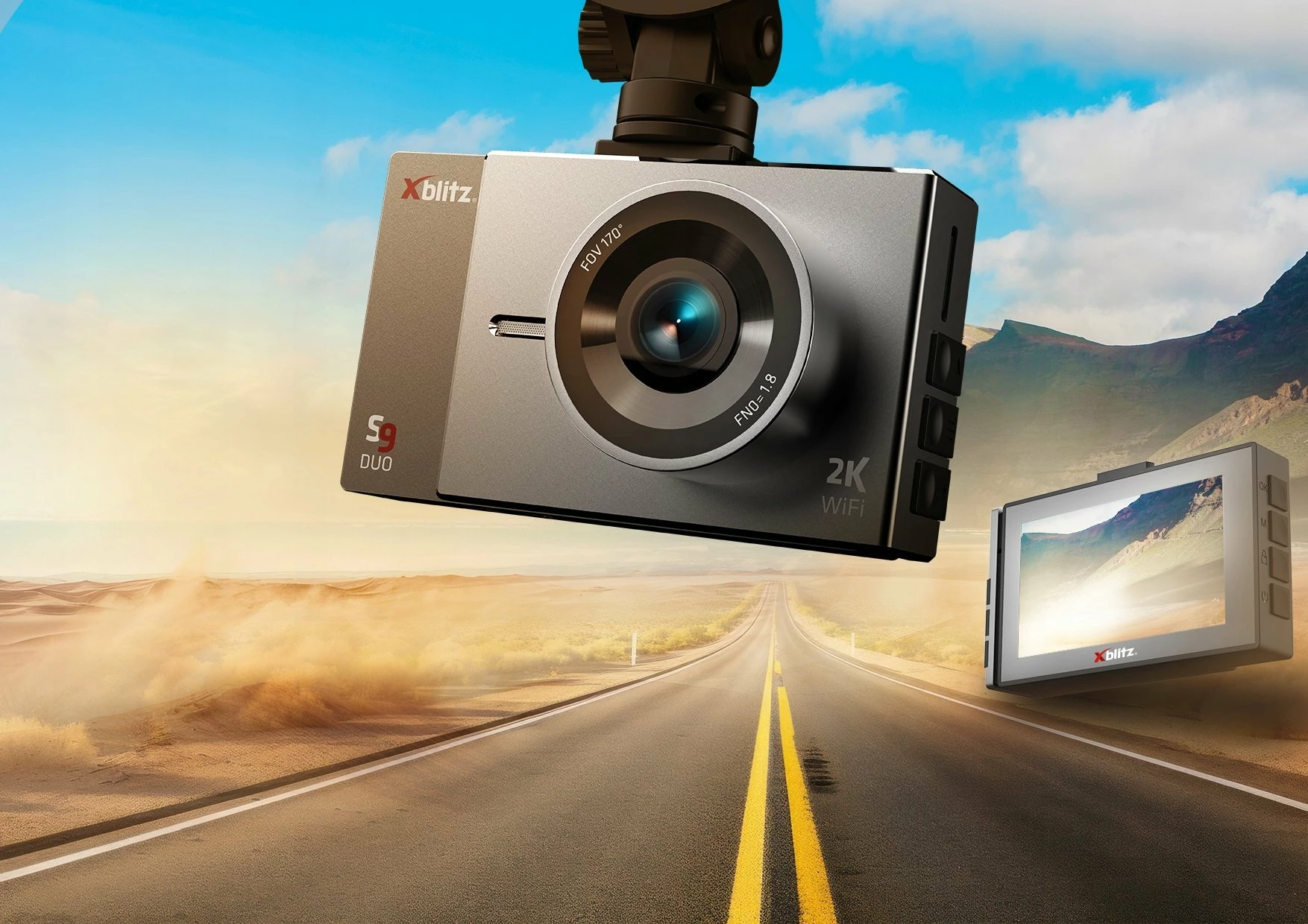 Kamerë regjistrimi për veturë Xblitz S9 Duo 2K 3" WiFi, set para+prapa, gri/zi