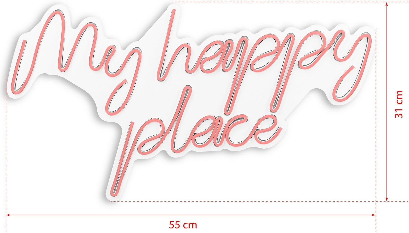 Dritë dekorative LED në mur, 'My happy place', plastikë, ngjyrë rozë