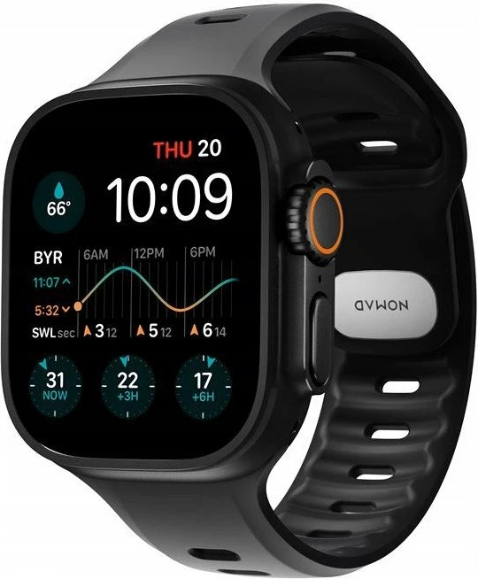 Rrip Smartwatch Nomad Tempo Band 49mm për Apple Watch Ultra 1/2/3, i zi