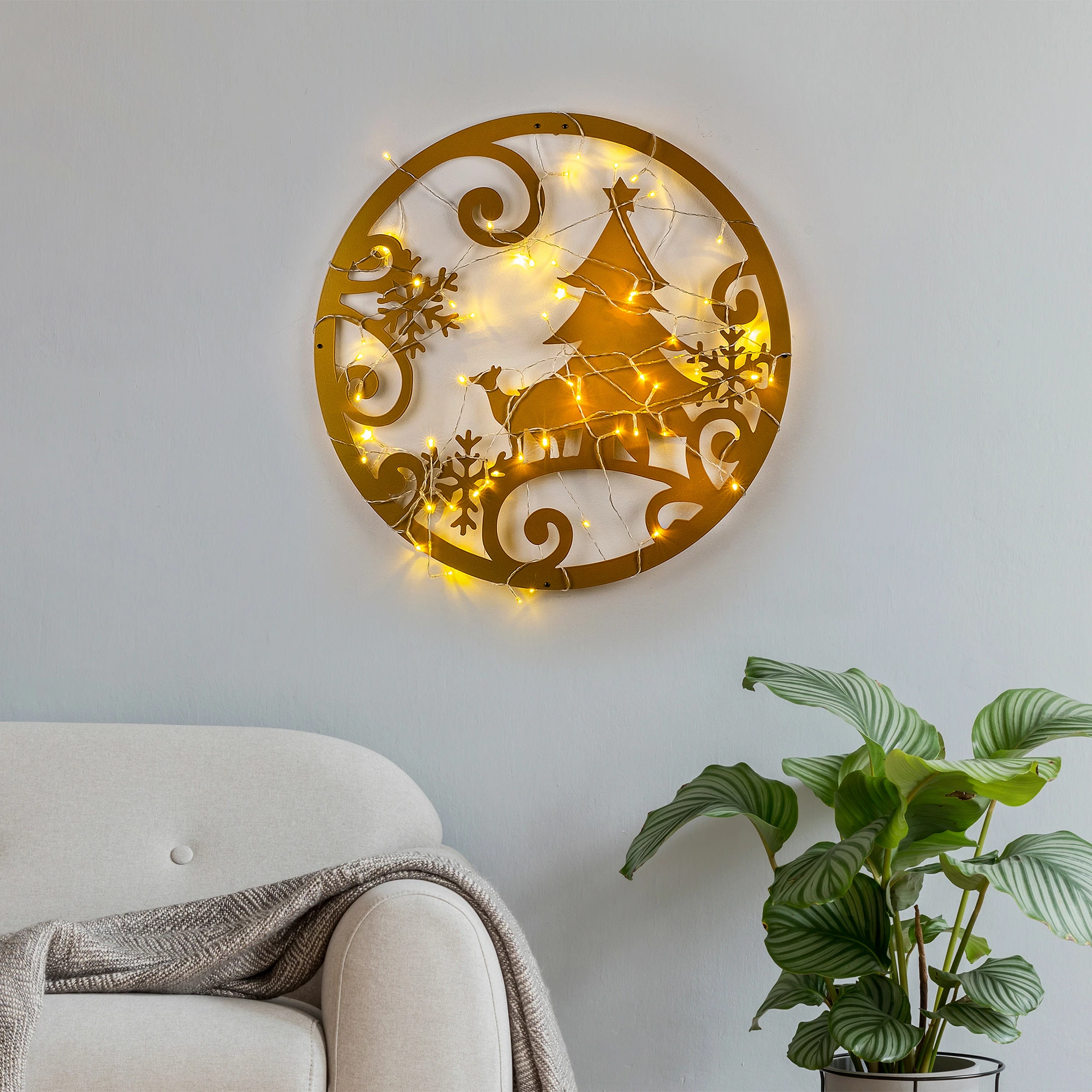 Aksesor dekorativ metalik për mur, Wallity, XMASGOLD - 027, ngjyrë ari, 60x60cm