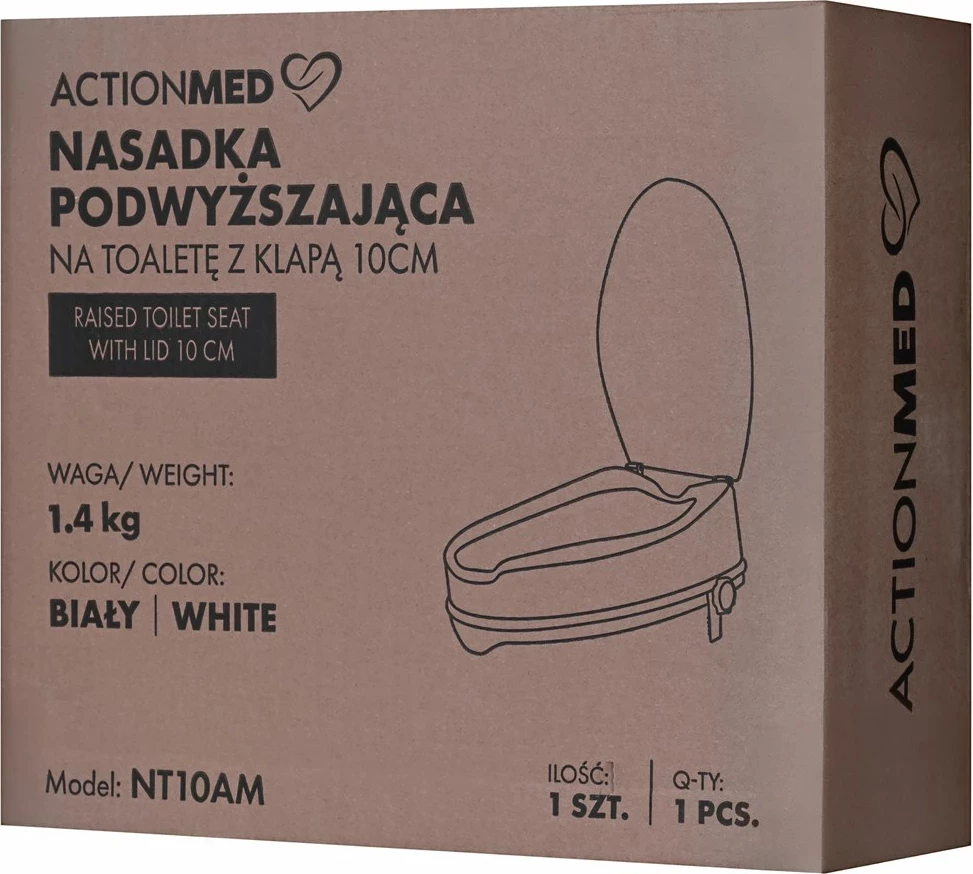 Kapak ngritës për ulëse tualeti ActionMed NT10AM, 10cm, i bardhë