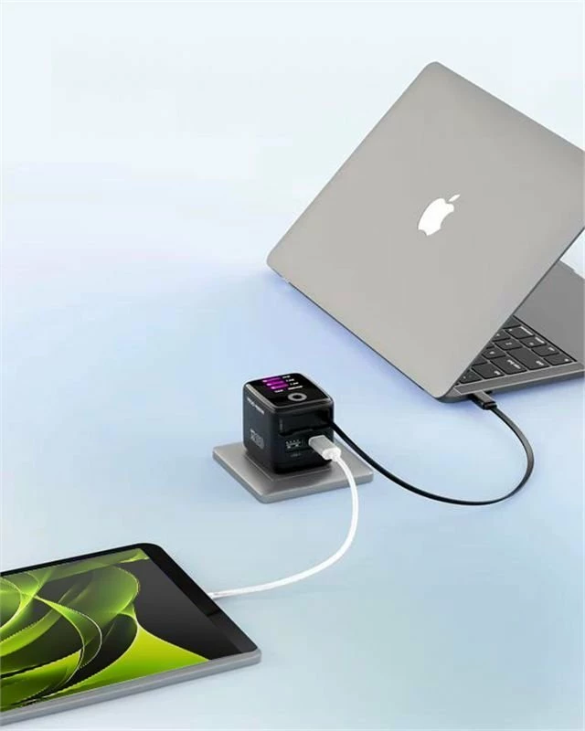 Karikues Mobile Origin PW3 (MO-65WDCH-PW3) 65W GaN, TFT display, 1x USB-A + 1x USB-C, kabllo USB-C e integrume, i zi
