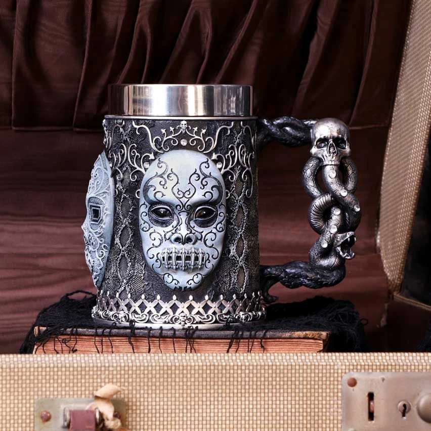 Krigllë koleksionuese NEMESIS NOW Harry Potter Death Eater, rezinë/çelik inox, insert i heqshëm, e zezë/gri