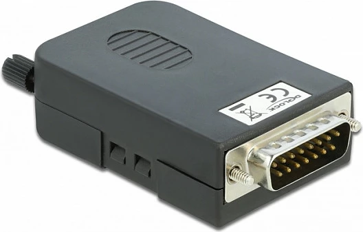 Adapter DeLOCK Sub-D/DB15 në bllok terminal 16-pin me kasë, i zi