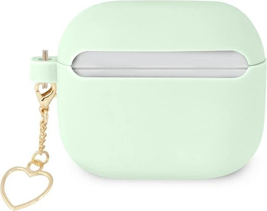 Mbështjellës Guess për AirPods 3, Silicone Heart Charm, i gjelbër