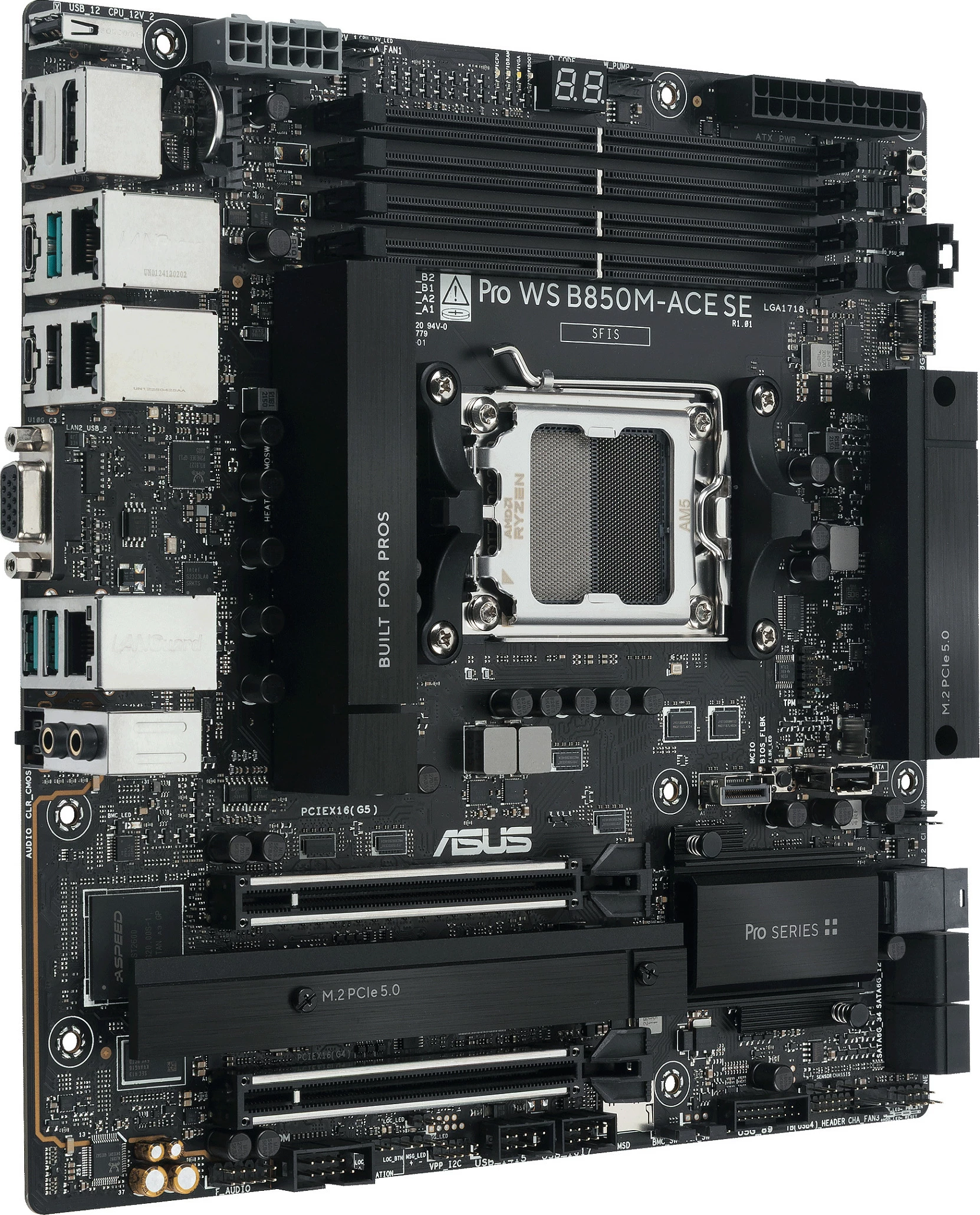 Pllakë amë ASUS Pro WS B850M-ACE SE, Socket AM5, DDR5 deri 256GB, PCIe 5.0, 10GbE/2.5GbE