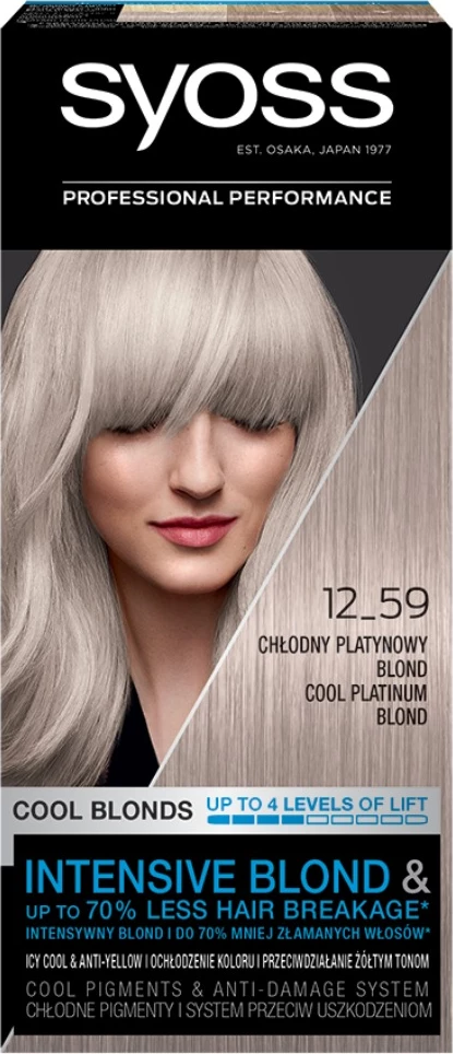 Ngjyrë për flokë për femra Syoss Cool Blonds Lightening Dye 12_59 Cool Platinum Blonde, 1 copë