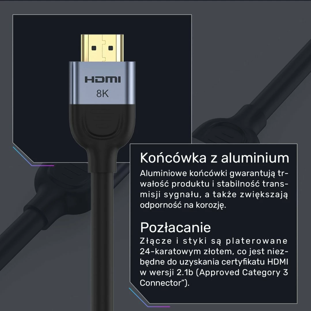 Kabl HDMI Unitek C11086GY01-3M, HDMI 2.1 8K 60Hz, 3m, e zezë