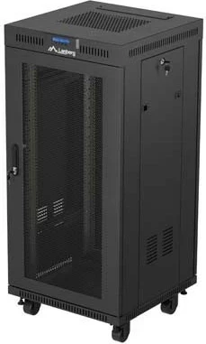 Kabinet rack LANBERG 19" 24U 600x600, standing, dyer të perforuara, me rrota, i zi