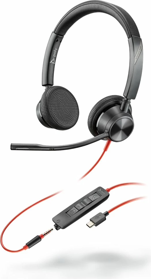 Kufje me mikrofon Poly Blackwire 3325 Microsoft USB-C me kontroll, të zeza