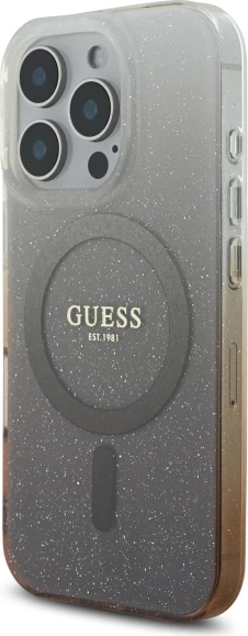 Mbështjellës MagSafe Guess IML Glitter Gradient për iPhone 16 Pro Max, kafe