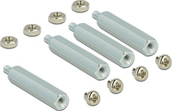 Set distancues M2.5 DeLOCK 18215, 30 mm, inox, argjendtë