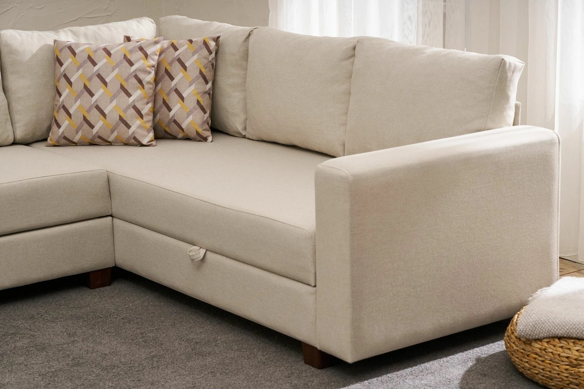 Kënd-sofë-krevat Atelier del Sofa, Aly Arzilla, kënd majtas, krem