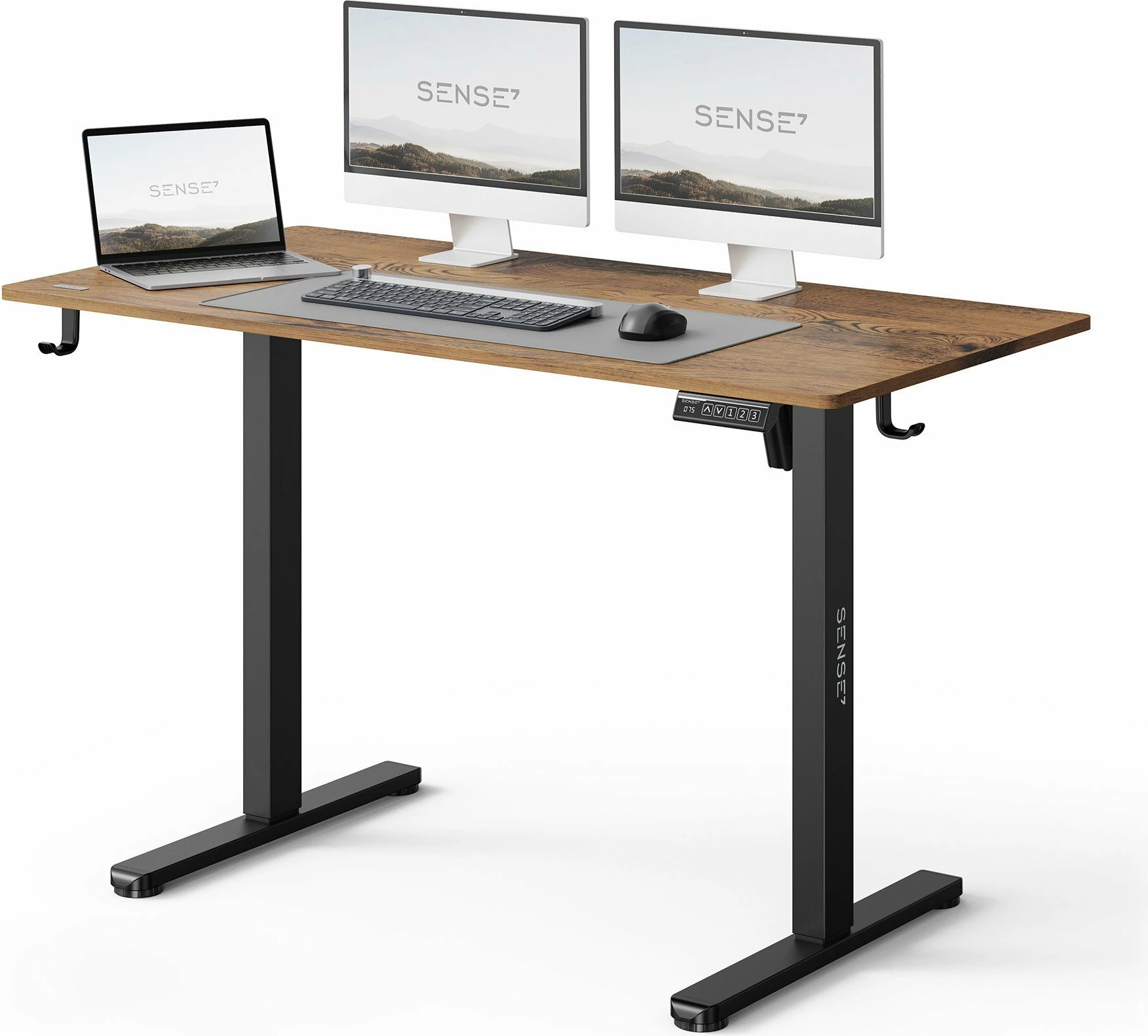 Tavolinë elektrike SENSE7 NOJO LIGHT 120x60 cm, rregullim lartësie 72-118 cm, kafe e errët