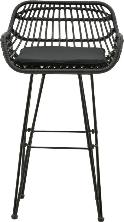 Karrige për bar Naoki me jastëk pe ngjyrë zezë-metal këmbë zezë 52x50x90cm