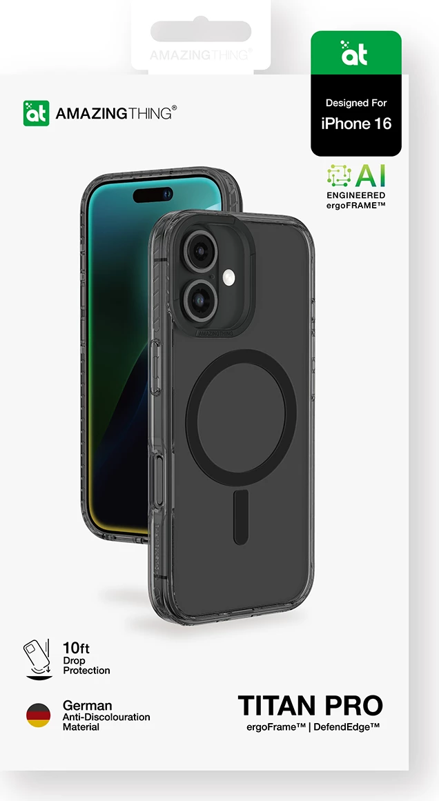 Mbështjellës AmazingThing Titan Pro Mag me unazë magnetike për iPhone 16, zi