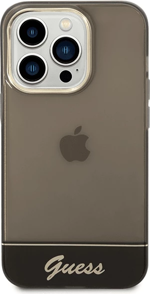Mbështjellës Guess GUHCP14XHGCOK për iPhone 14 Pro Max, silikon, transparent i errët