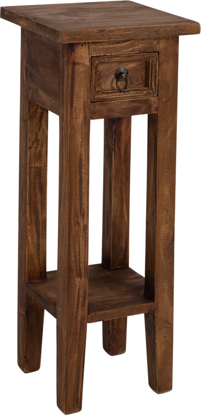 Tavolinë anësore prej druri mahogany me sirtar, ngjyrë natyrale, 25x25x66,5H cm, FH9484.01