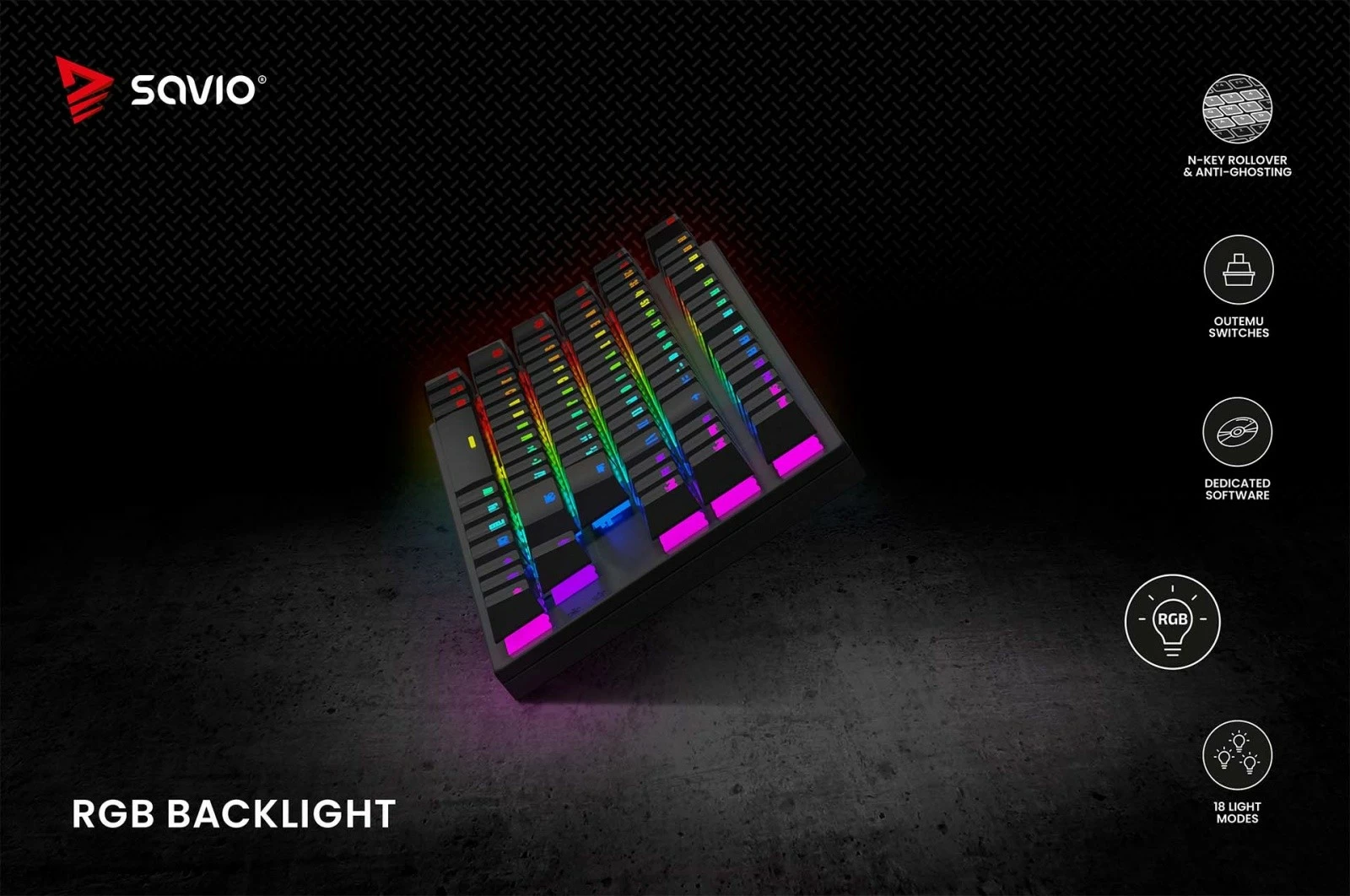 Tastierë mekanike Savio Tempest X2, Outemu Red, RGB, me kabllo, e zezë