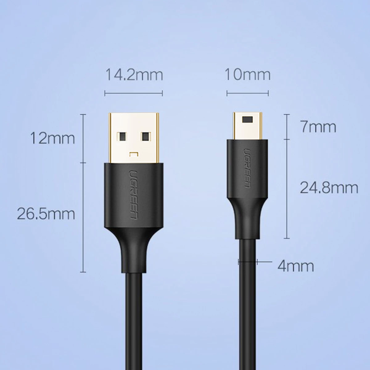 Kabllo USB në mini USB Ugreen US132 30472, 2 m, e zezë