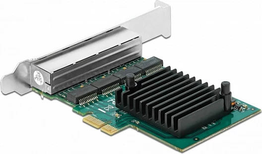 Kartelë rrjeti DeLOCK PCI Express x1, 4x RJ45 Gigabit LAN, RTL8111F, e zezë/jeshile/metalike