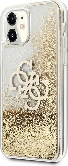 Mbështjellës Guess 4G Big Liquid Glitter për iPhone 11/XR, Ari