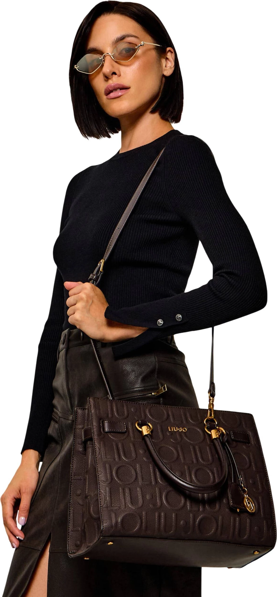 Çantë shopper Liu Jo AF6086 E1139 për femra, kafe e errët
